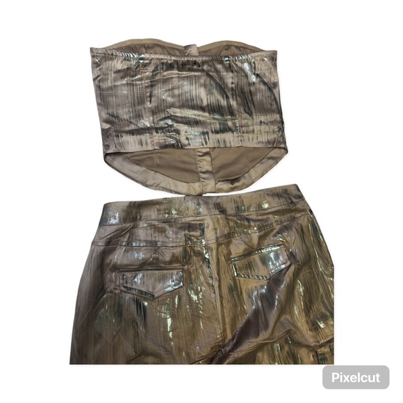 Ava Metallic Pant Set - Taupe - Picture 2 of 8
